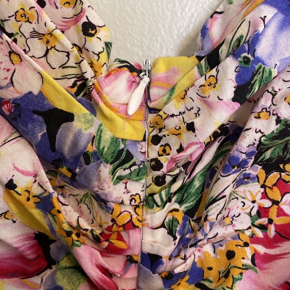 Zara Ruched Dress with Bright Floral Print, size S - Picture 6 of 11